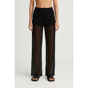 Zara Sheer Black Beach‎ Pants Cover Up Flowy Wide Leg S